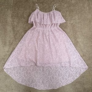 As U Wish dusty pink w/ paisley/lace bohemian/vintage high low dress, small
